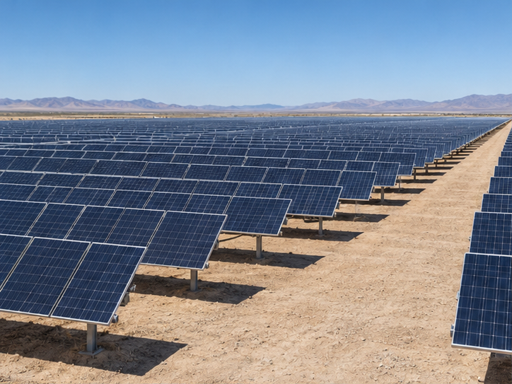 Illustrative ground-mounted solar array representing solar asset management.